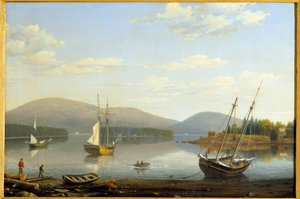 Udsigt over havnen i Somes i Maine i USA Maleri af Hugh Lane Fitz (1804-1865) 1850 Privat samling af Fitz Henry Lane