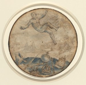 Mand falder ned fra himlen af Flemish 17th Century