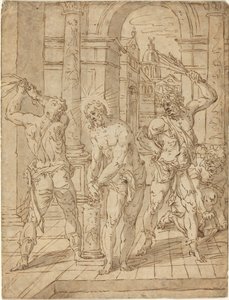 Kristi flagelation af Flemish 17th Century after Hendrik de Clerck