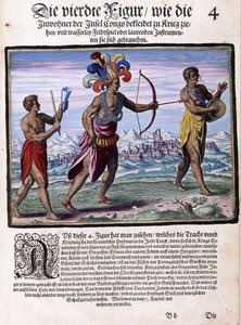 En side fra bogen "Small Voyages, in German, Part I: Pigafetta"s Congo", 1597 af Flemish School
