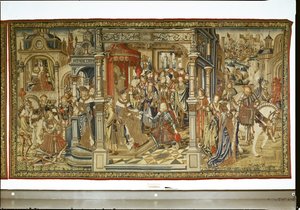 Davids søn Amnon og Absalom erklærer krig mod hinanden, tapet af David og Batseba, ca. 1510-15 af Flemish School