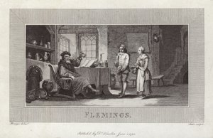 Flemings. Indgravering af tjenere og mester. af Flemish School