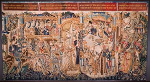 flamsk gobelin. Serie The History of Thebe (De geschiedenis van Thebe-La Historia de Tebas): Tidio and Polyneses (Tideus en Polineikes, Tidio y Polineces). Ca 1490-1500. af Flemish School