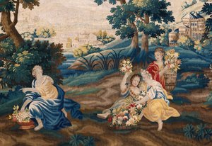flamsk gobelin. Slut 17. århundrede. Ejendom af kirken Sint-Walburgakerk Oudenaarde (Dekenij van de Sint-Walburga). af Flemish School