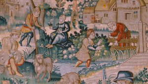 flamsk gobelin. Håndklapper. Atelier af Oudenaarde. 17. århundrede. af Flemish School