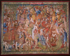 flamsk gobelin. Series Moralities: The Virtue of the Honores (De deugd van de Honores, The Virtue of honors). Omkring 1520. af Flemish School