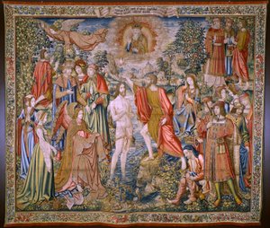 flamsk gobelin. Serien The History of Saint John the Baptist: The Baptism of Christ (Het doopsel van Christus). Bruxelles atelier. 1515-1520. af Flemish School