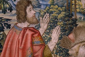flamsk gobelin. Serien The History of Saint John the Baptist: The Baptism of Christ (Het doopsel van Christus). Bruxelles atelier. 1515-1520. af Flemish School