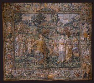 flamsk gobelin. Serie: Abrahams historie. Abrahams kald (The Vocation of Abraham). Omkring 1575-1 af Flemish School