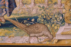 flamsk gobelin. Serien Vertumnus og Pomona: Vertumnus forvandlet til en landmand (Vertumnus som landmand, Vertumno transformado og landbruger). Studio Willem de Pannemaker. ca 1545-1550. Detalje. af Flemish School