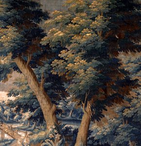 flamsk gobelin. udholde. Slut 17.-begyndelsen af ​​1700-tallet. Ejendom af kirken Sint-Walburgakerk Oudenaarde (Dekenij van de Sint-Walburga). Detalje. af Flemish School