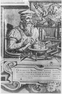 Gerard Mercator (1512-94) indgraveret til optagelse i Mercator- og Hondius-serien af atlass af Flemish School