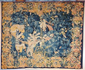 Hercules and the Lernaean Hydra, Audenarde Workshop (uld- og silketæppe) af Flemish School