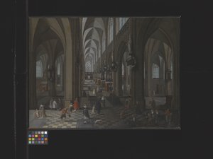 Interiør af katedralen i Antwerpen (olie på lærred) af Flemish School