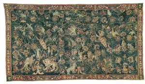 Stort Blad Verdure med Dyr og Fugle, 1525-50 af Flemish School