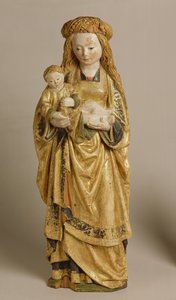 Madonna and Child, School of Mechelen, ca. 1500 (polykrom og forgyldt eg) af Flemish School