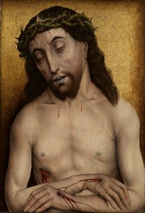 Man of Sorrows (olie på panel) af Flemish School