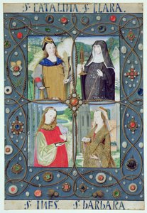 Marlay Cutting SP.5: Fire kvindelige helgener, fra en timebog produceret i Gent eller Brugge, ca. 1510 af Flemish School