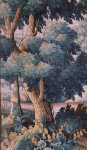 Sognekirke (Saint Walburga Kirke). Flamsk gobelin "Verdure". Oudenaarde. Slut 17.-begyndelsen af ​​1700-tallet. Ejendom af kirken Sint-Walburgakerk Oudenaarde. af Flemish School