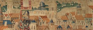 Sognemuseum for gobeliner (Parish Museum of Pastrana Tapestries). flamsk gobelin. Erobring af Tanger (overtagelse af Tanger, De inname van Tanger). Serie Erobringer af kong Alfonso I af Portugal. Tournai. Uld og silke af Flemish School