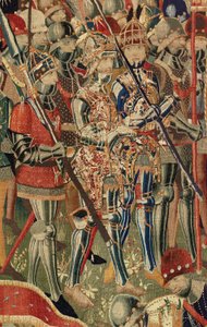 Sogns museum for gobeliner (Pastrana Parish Museum of Tapestries). flamsk gobelin. Landingen ved Arzila (Landingen ved Arzila, Desembarco og Arzila). Serie Conquests of King Alfonso I of Portugal (Conquests of King Alfonso V of Portugal). Turnering. Uld af Flemish School
