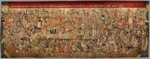 Sognemuseum for gobeliner (Parish Museum of Pastrana Tapestries). flamsk gobelin. Omringning af Asilah (Belejringen af ​​Asilah, De omsingeling van Arzila). Serie Erobringer af kong Alfonso I af Portugal. Tournai. af Flemish School