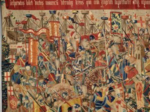 Sognemuseum for gobeliner (Parish Museum of Pastrana Tapestries). flamsk gobelin. Tag af Asilah (Take of Asilah, Assault on Asilah, De inname van Arzila). Serie Erobringer af kong Alfonso I af Portugal. Tournai. af Flemish School