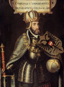 Portrait in foot of Charles Vdani af Flemish School