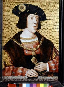 Portræt af Karl V (1500 - 1558), kejser af Tyskland. Flamsk skole i det 16. århundrede (olie på lærred)
