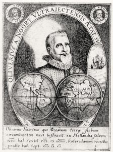 Portræt af Oliver Noort (1558-1627) i en alder af 42 af Flemish School