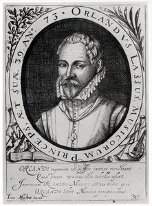 Portræt af Roland de Lassus (1532-94) (gravering) (bw foto) af Flemish School