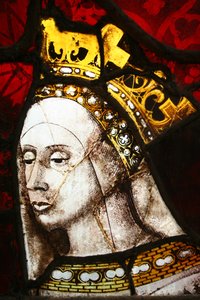 Dronning Elizabeth Woodville, ca. 1480 (farvet glas) af Flemish School
