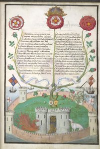 Royal MS 11 E Xl fol.2 Vers med Tudor-symboler, ca. 1516 (vellum) af Flemish School