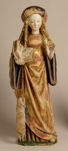 St. Agnes, School of Mechelen, ca. 1500 (polykrom og forgyldt eg) af Flemish School