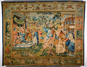 Sankt Paulus med Barnabas udvist fra stedet for sin forkyndelse (tekstil) af Flemish School