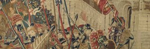 Gobelin, der viser erobringerne af kong Alfonso V af Portugal (Conquistas de Alfonso V de Portugal), Tournai. Detalje. (uld og silke) af Flemish School