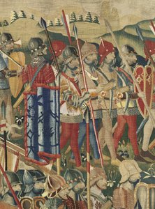 Gobelin, der viser erobringerne af kong Alfonso V af Portugal (Conquistas de Alfonso V de Portugal), Tournai. Detalje. (uld og silke) af Flemish School