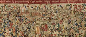 Gobelin, der viser erobringerne af kong Alfonso V af Portugal (Conquistas de Alfonso V de Portugal), Tournai. Detalje. (uld og silke) af Flemish School