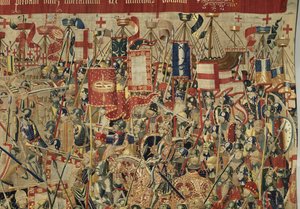 Tapestry showing the Conquests of king Alfonso V of Portugaldani af Flemish School