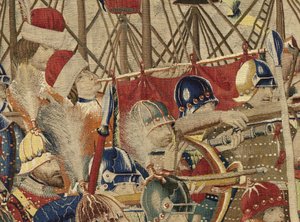 Tapestry showing the Conquests of king Alfonso V of Portugaldani af Flemish School