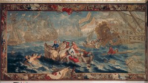 Slaget ved La Hogue, maj 1692, fra The Military Science-serien, Workshop of Judocus de Vos, ca. 1715-24 af Flemish School