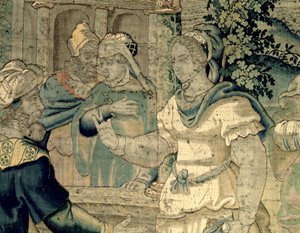 Jethros døtre fortæller deres far om deres møde med Moses (detaljer fra 181718) af Flemish School