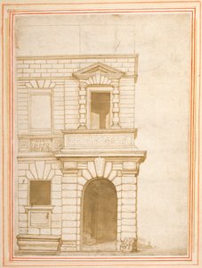 Facaden på Giulio Romanos hus i Rom (pen og blæk på papir) af Flemish School