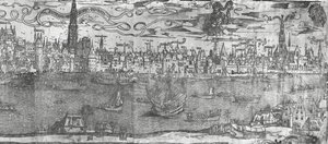Udsigt over Antwerpen Havn, detalje af højre sektion, 1515-50 af Flemish School