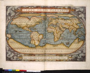 Verdenskort, Theatrum Orbis Terrarum, af Abraham Ortelius af Flemish School