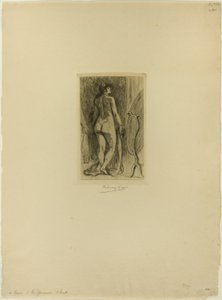 Stående kvinde med en pels af Félicien Rops