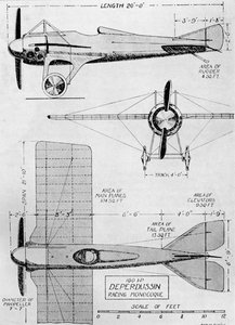 Sandsynligvis det hurtigste fly, der eksisterede ved krigsudbruddet: Deperdussin Monoplane 160