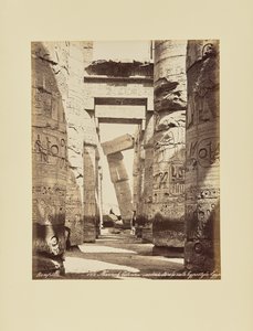 Karnak. Skrå søjle i hypostylehallen, Egypten af Félix Bonfils