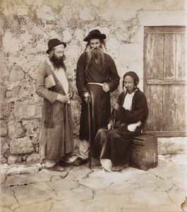 Portræt af tre jødiske mænd i Jerusalem af Félix Bonfils