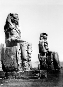 Memnon-kolosserne, Theben, Nubien, Egypten, 1878 af Félix Bonfils